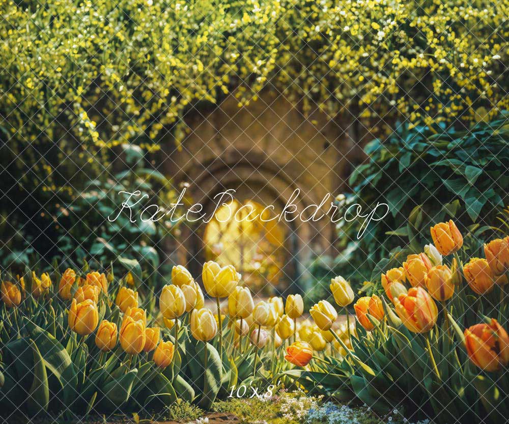 Kate Printemps Champ de tulipes Jaune Toile de fond conçue par Emetselch - Kate Backdrop FR