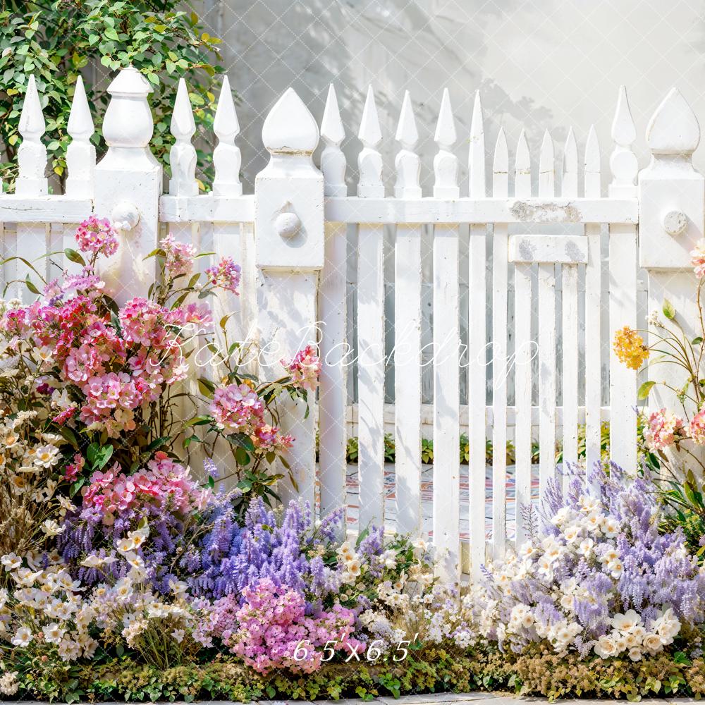 Kate Printemps Fleurs Blanc Palissade Toile de fond conçue par Emetselch - Kate Backdrop FR