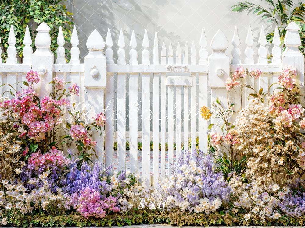 Kate Printemps Fleurs Blanc Palissade Toile de fond conçue par Emetselch - Kate Backdrop FR