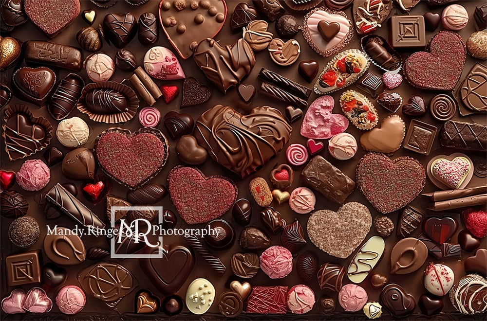 Kate Saint-Valentin Chocolat Bonbons Mur Toile de fond conçue par Mandy Ringe - Kate Backdrop FR