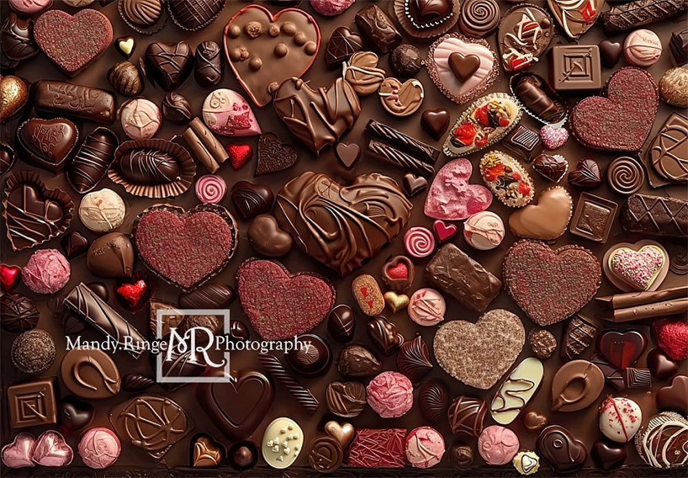 Kate Saint-Valentin Chocolat Bonbons Mur Toile de fond conçue par Mandy Ringe - Kate Backdrop FR