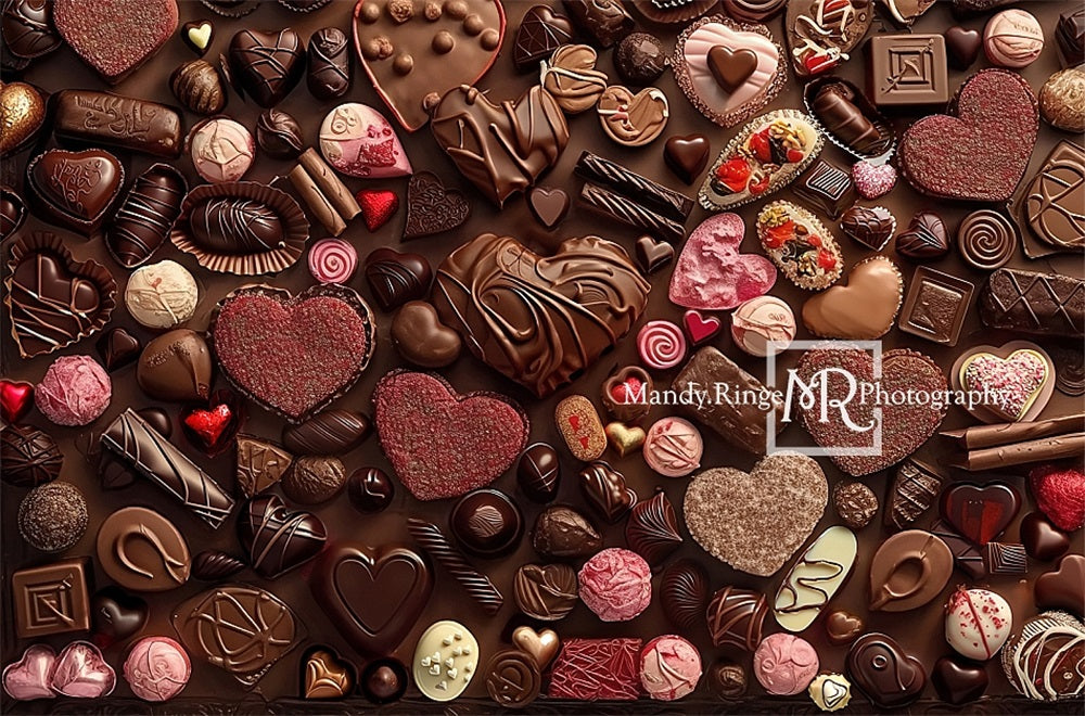 Kate Saint-Valentin Chocolat Bonbons Mur Toile de fond conçue par Mandy Ringe - Kate Backdrop FR
