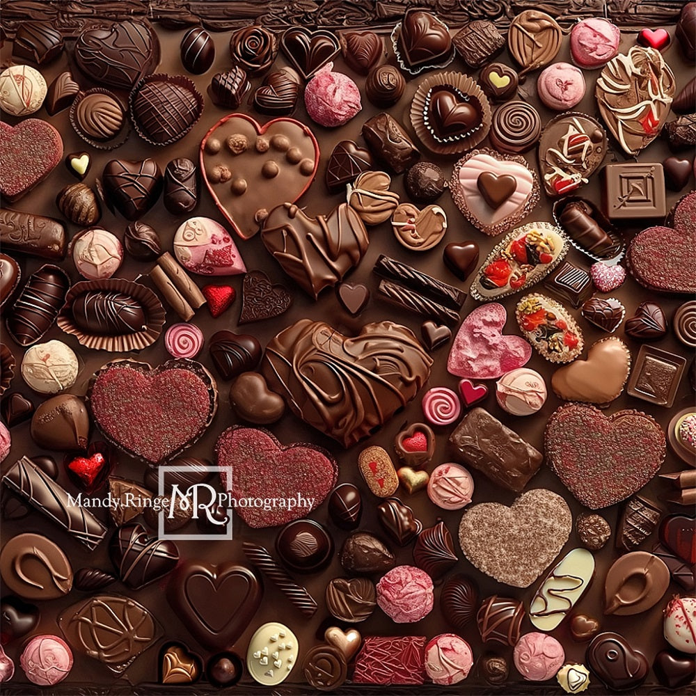 Kate Saint-Valentin Chocolat Bonbons Mur Toile de fond conçue par Mandy Ringe - Kate Backdrop FR