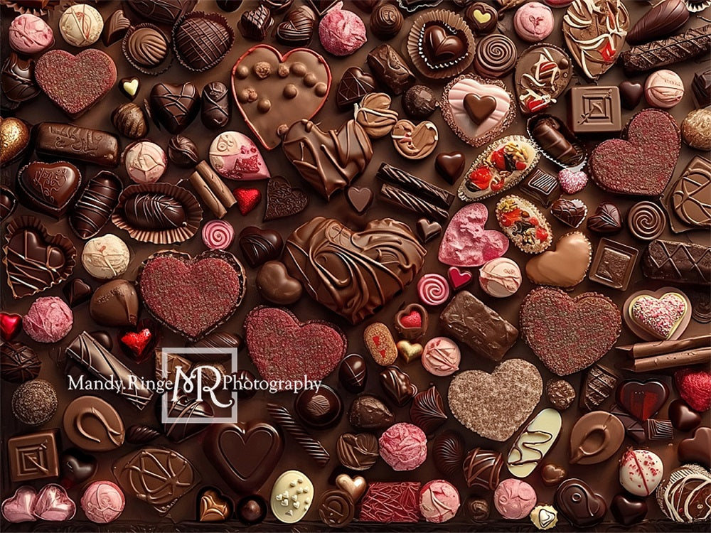 Kate Saint-Valentin Chocolat Bonbons Mur Toile de fond conçue par Mandy Ringe - Kate Backdrop FR