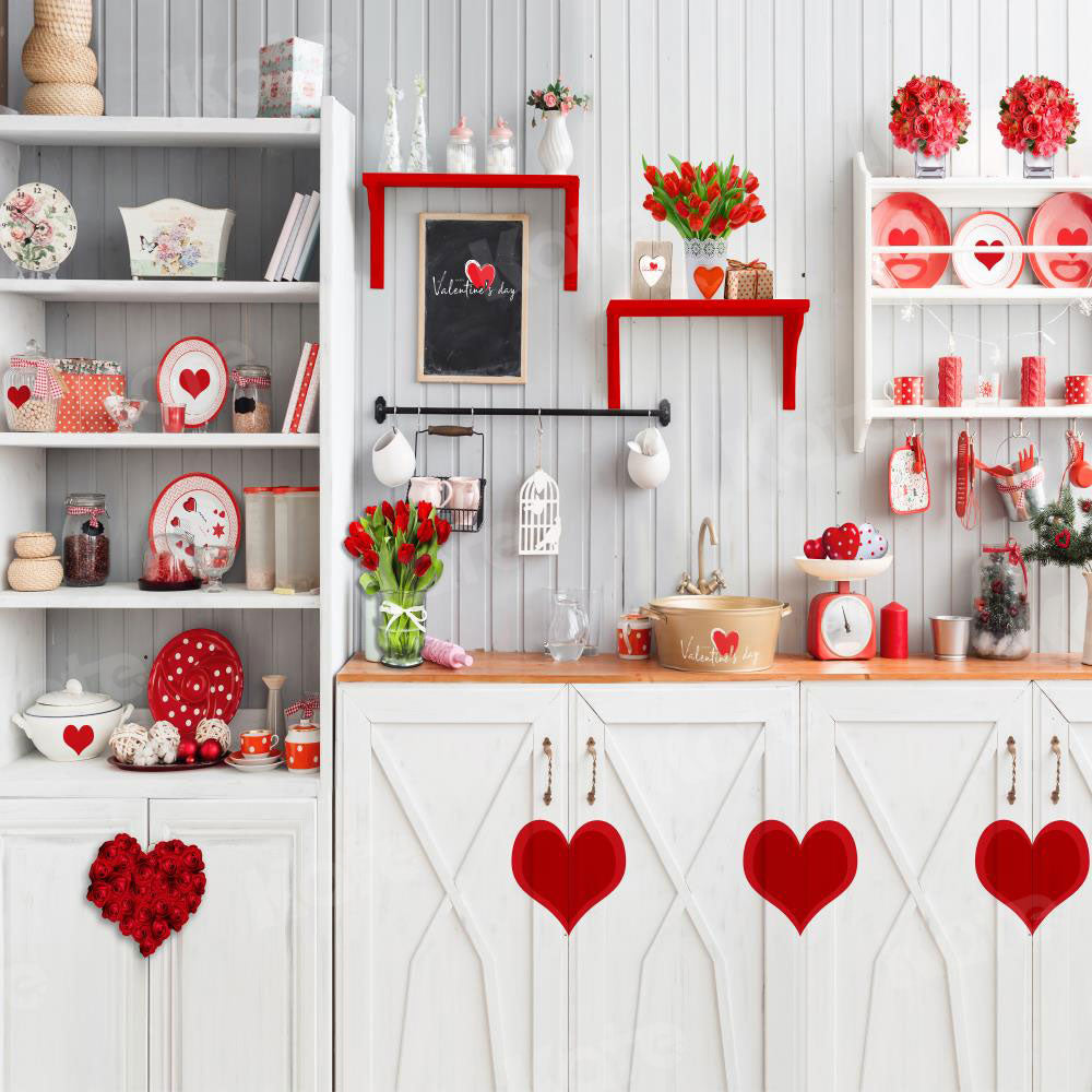 Kate Cuisine Amour Saint-Valentin Toile de fond pour la photographie - Kate Backdrop FR