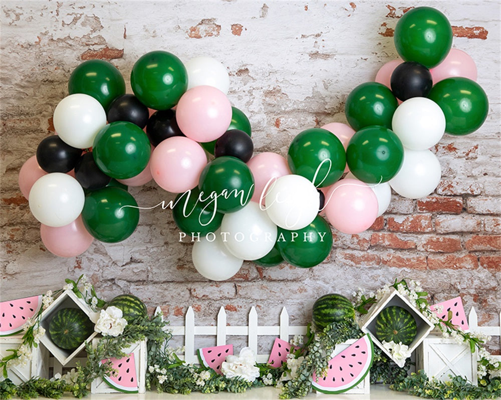 Kate Été Pastèque Ballons Anniversaire Toile de fond conçue par Megan Leigh - Kate Backdrop FR