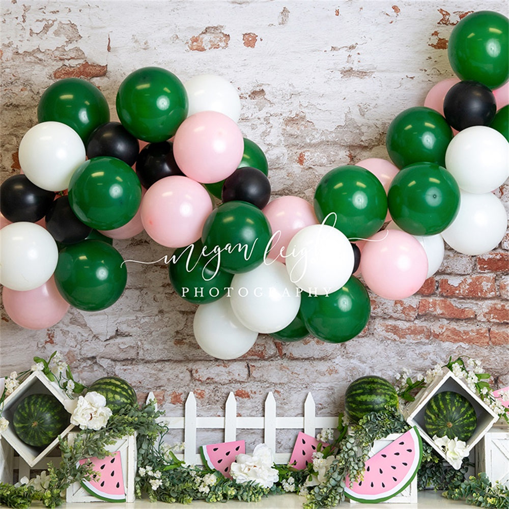 Kate Été Pastèque Ballons Anniversaire Toile de fond conçue par Megan Leigh - Kate Backdrop FR