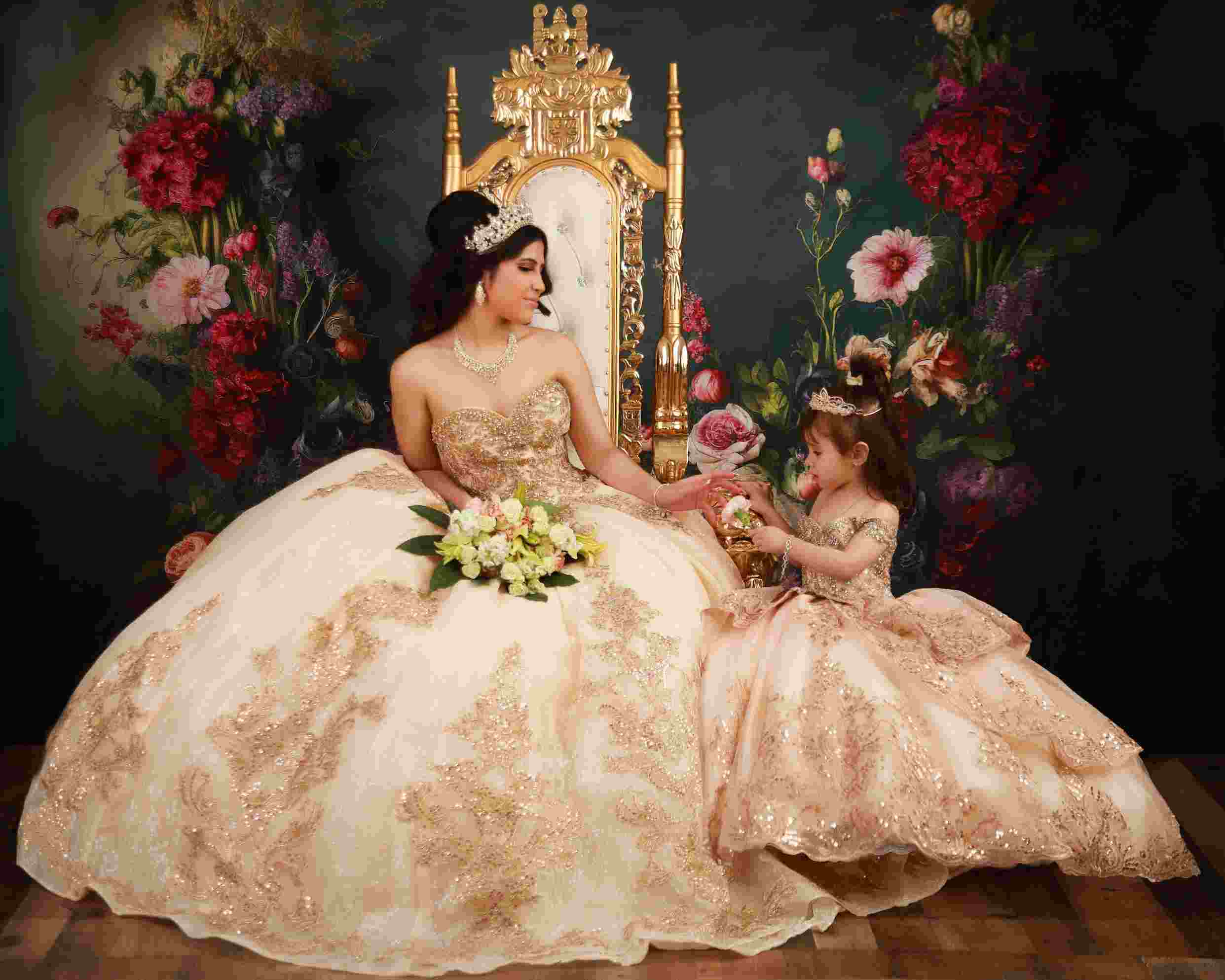 Offres Éclair-Kate Sarcelle foncée Fleurs Beaux-arts Toile de fond en Laine conçue par Mini MakeBelieve - Kate Backdrop FR