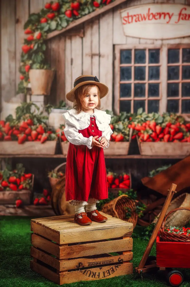 Kate Ferme de Fraises Maison en Bois Toile de fond conçue par Emetselch - Kate Backdrop FR