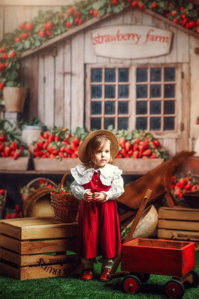 Kate Ferme de Fraises Maison en Bois Toile de fond conçue par Emetselch - Kate Backdrop FR