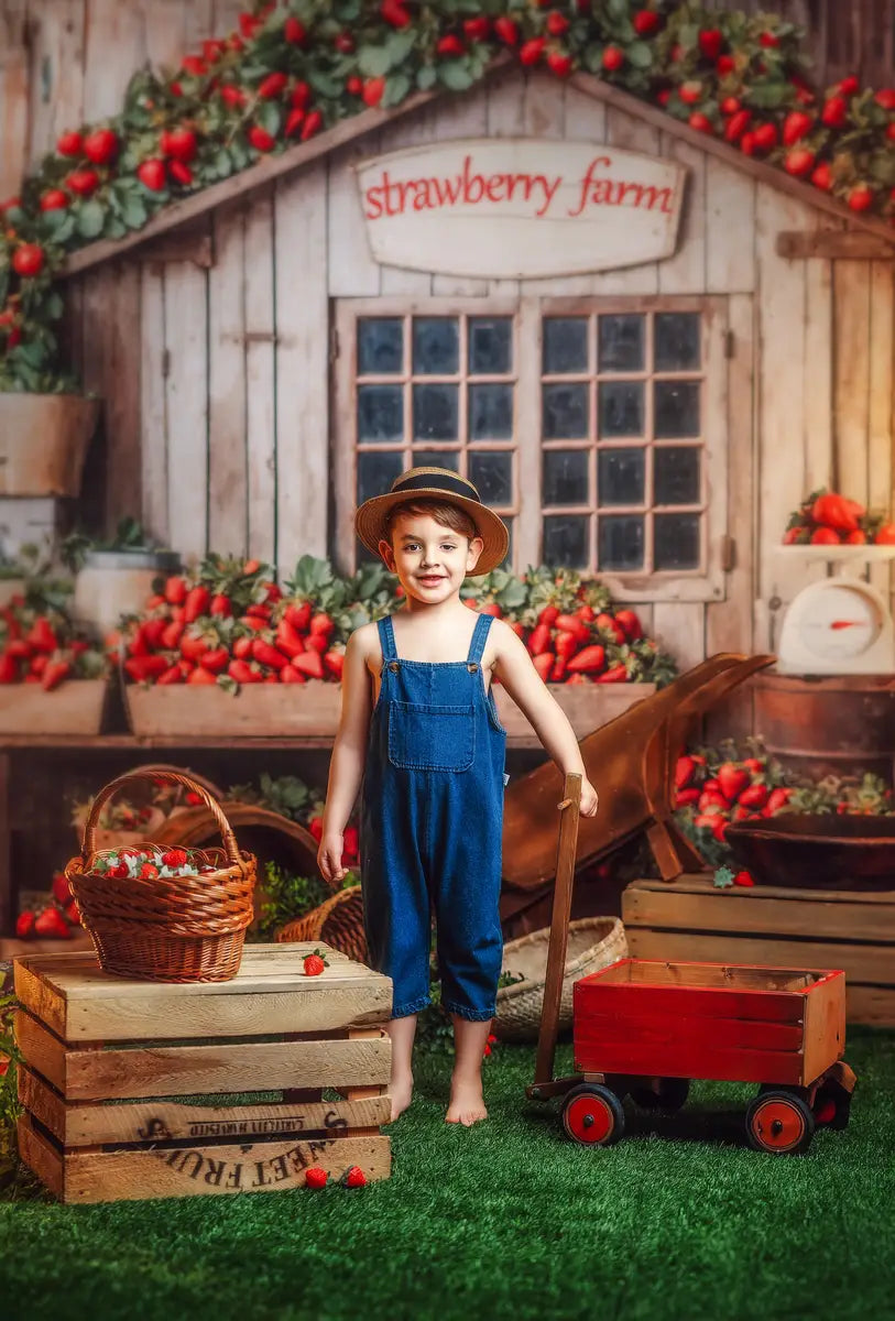 Kate Ferme de Fraises Maison en Bois Toile de fond conçue par Emetselch - Kate Backdrop FR