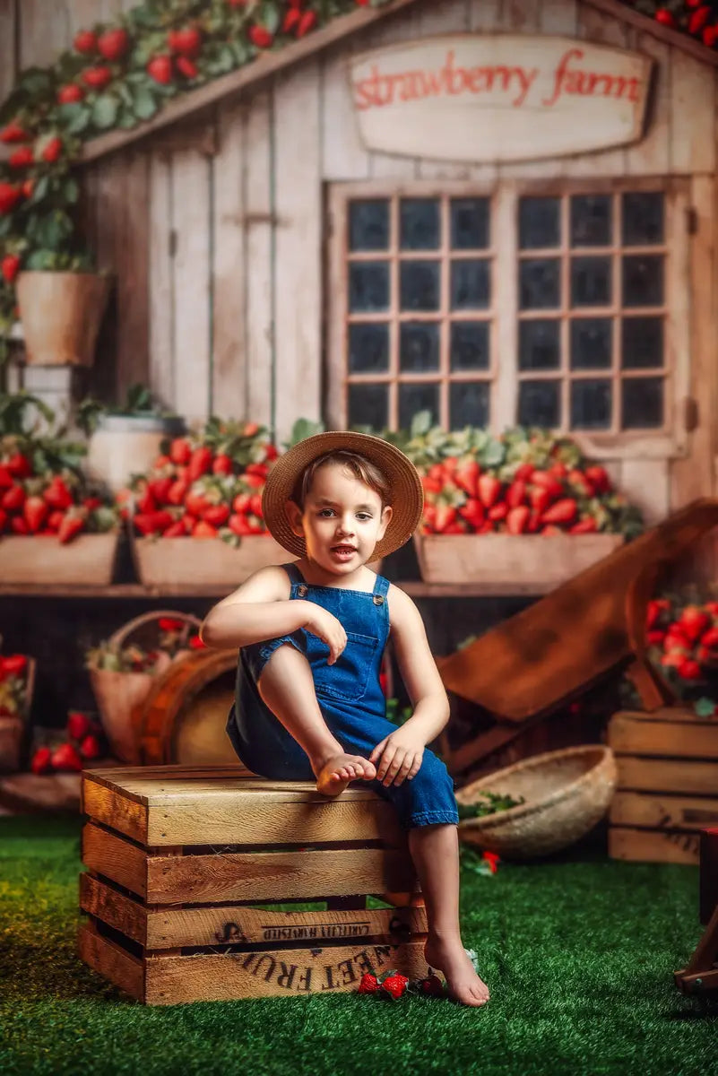 Kate Ferme de Fraises Maison en Bois Toile de fond conçue par Emetselch - Kate Backdrop FR