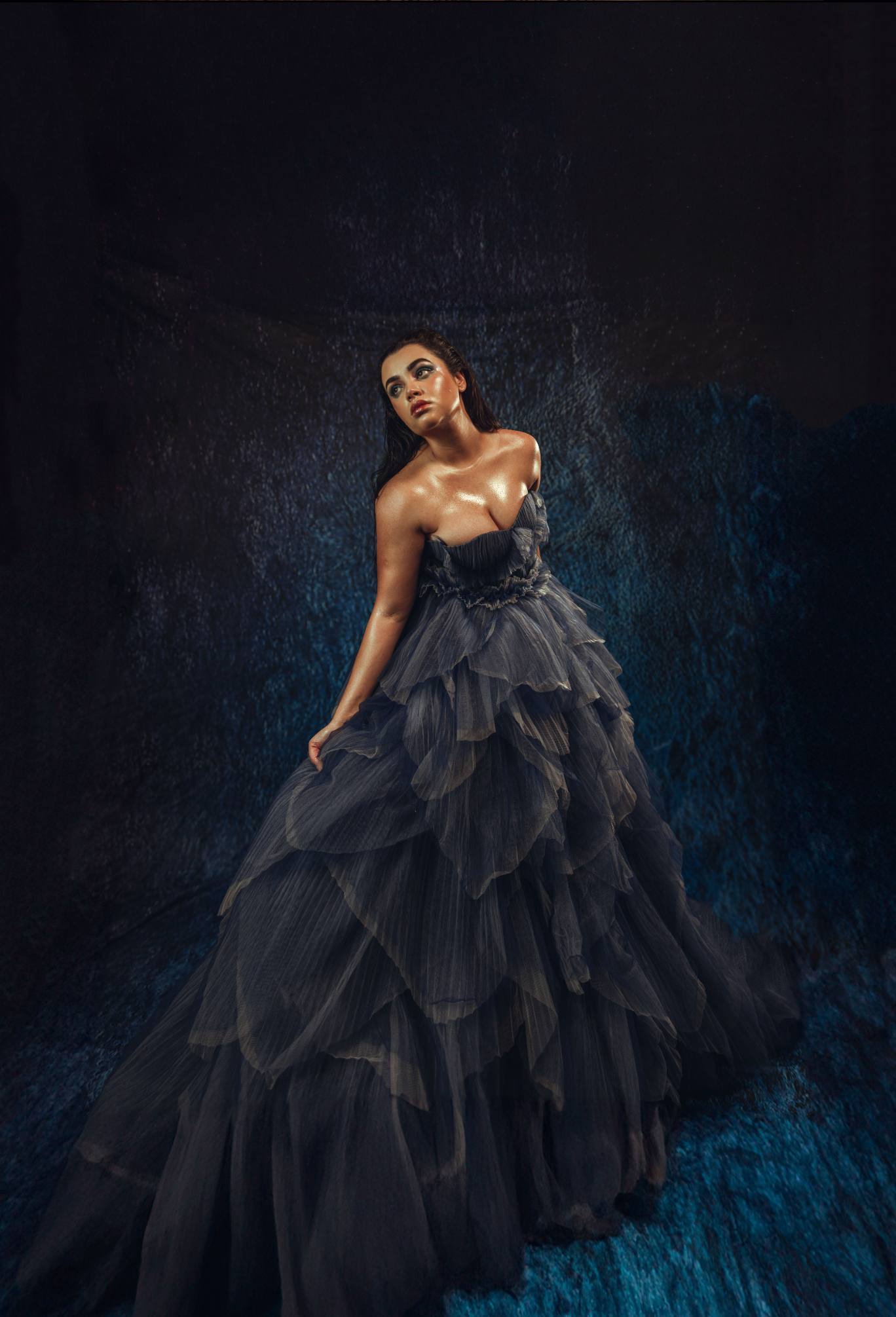 Kate Texturé Abstrait Bleu Portrait Toile de fond pour la photographie - Kate Backdrop FR