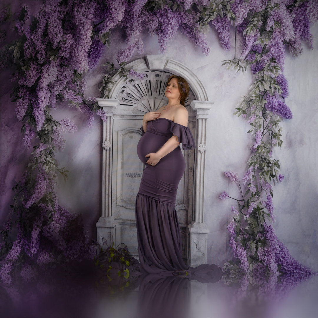 Kate Porte antique Fleurs violettes Toile de fond conçue par Rose Abbas - Kate Backdrop FR