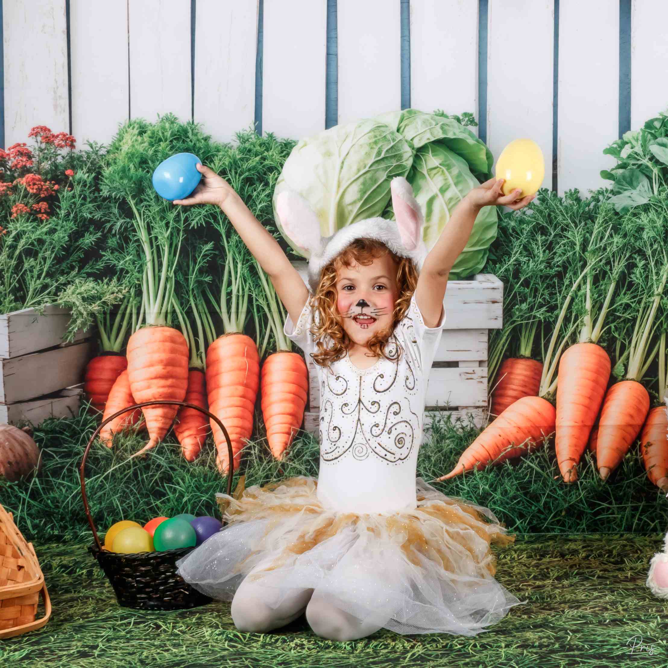 Kate Pâques Clôture Jardin Légumes Toile de fond+Vert Herbe Pelouse Sol Toile de fond - Kate Backdrop FR