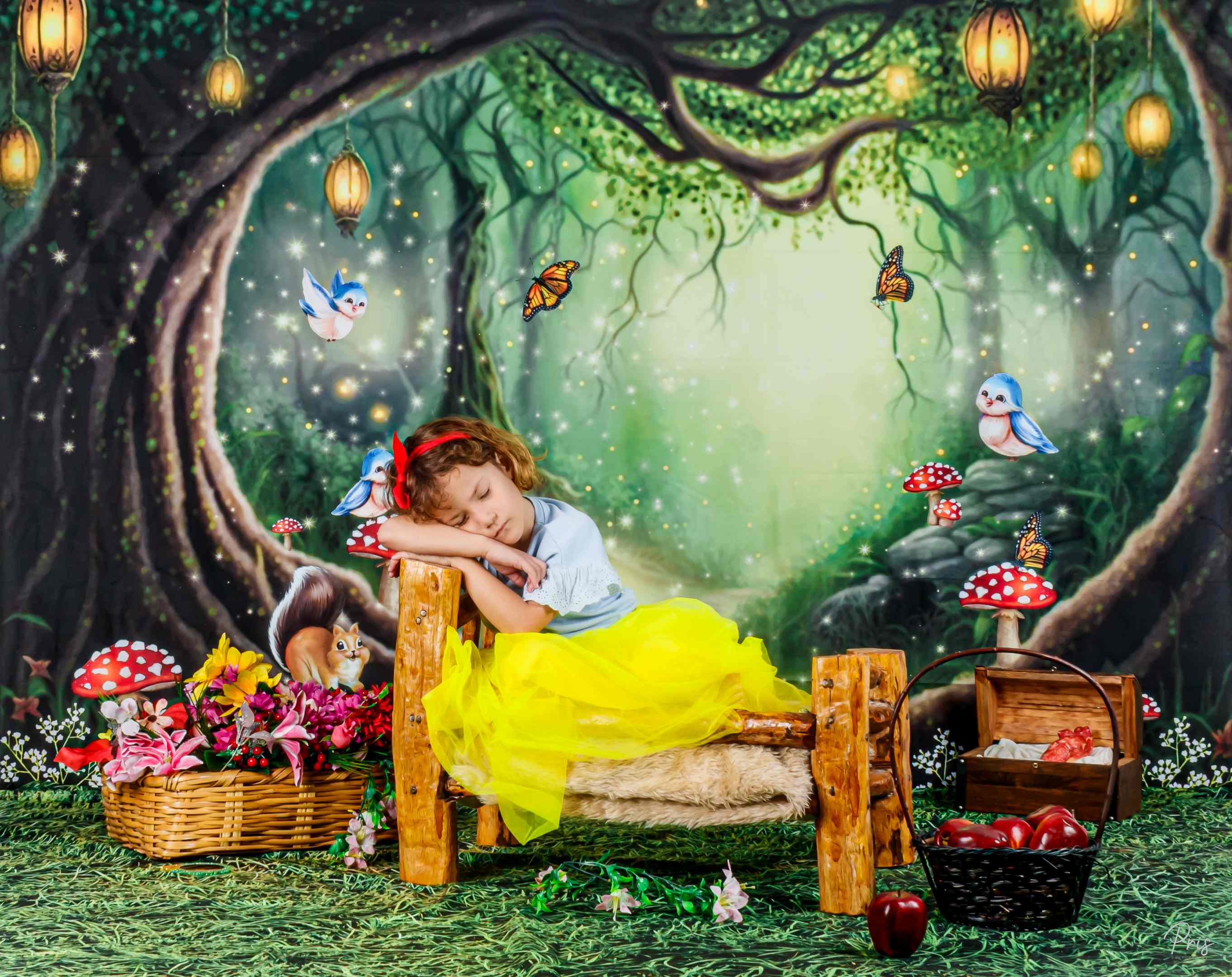 Kate Forêt Conte de fées Animaux Toile de fond conçu par Ashley Paul - Kate Backdrop FR