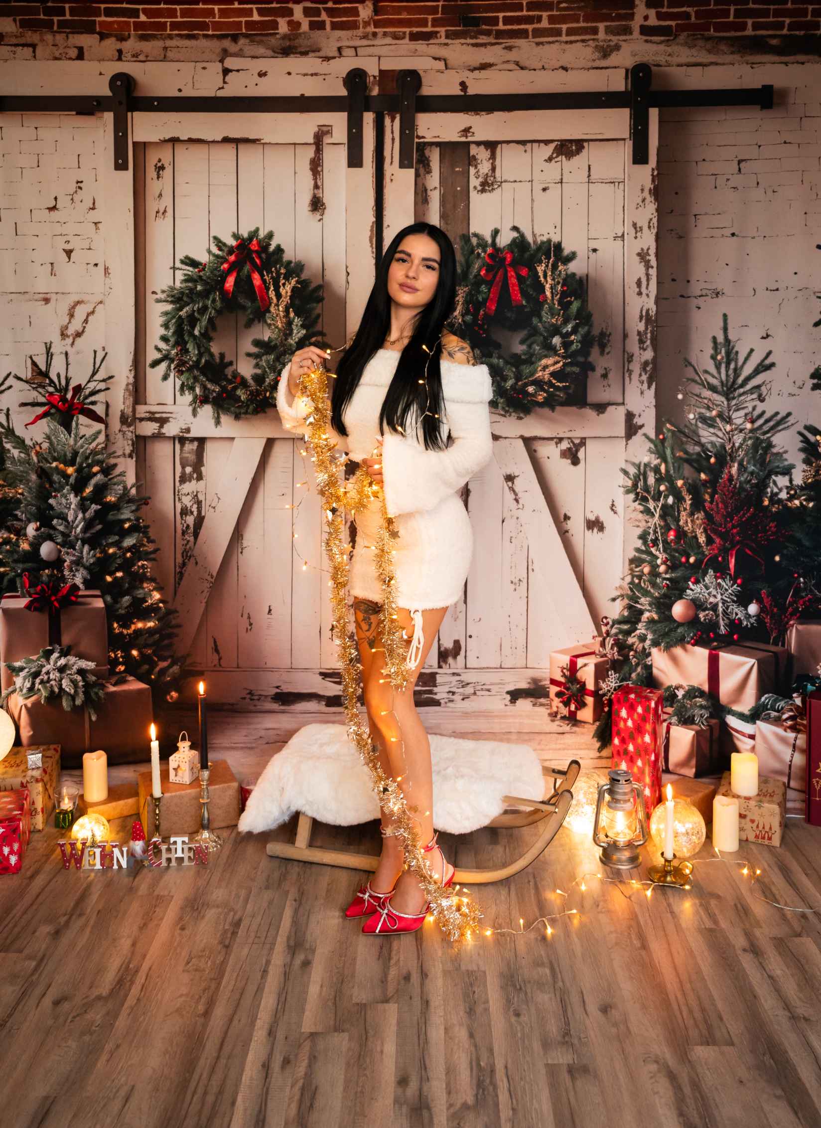 Offres Éclair #3 Kate Noël Blanc Porte Minable Cadeaux Toile de fond conçue par Emetselch - Kate Backdrop FR