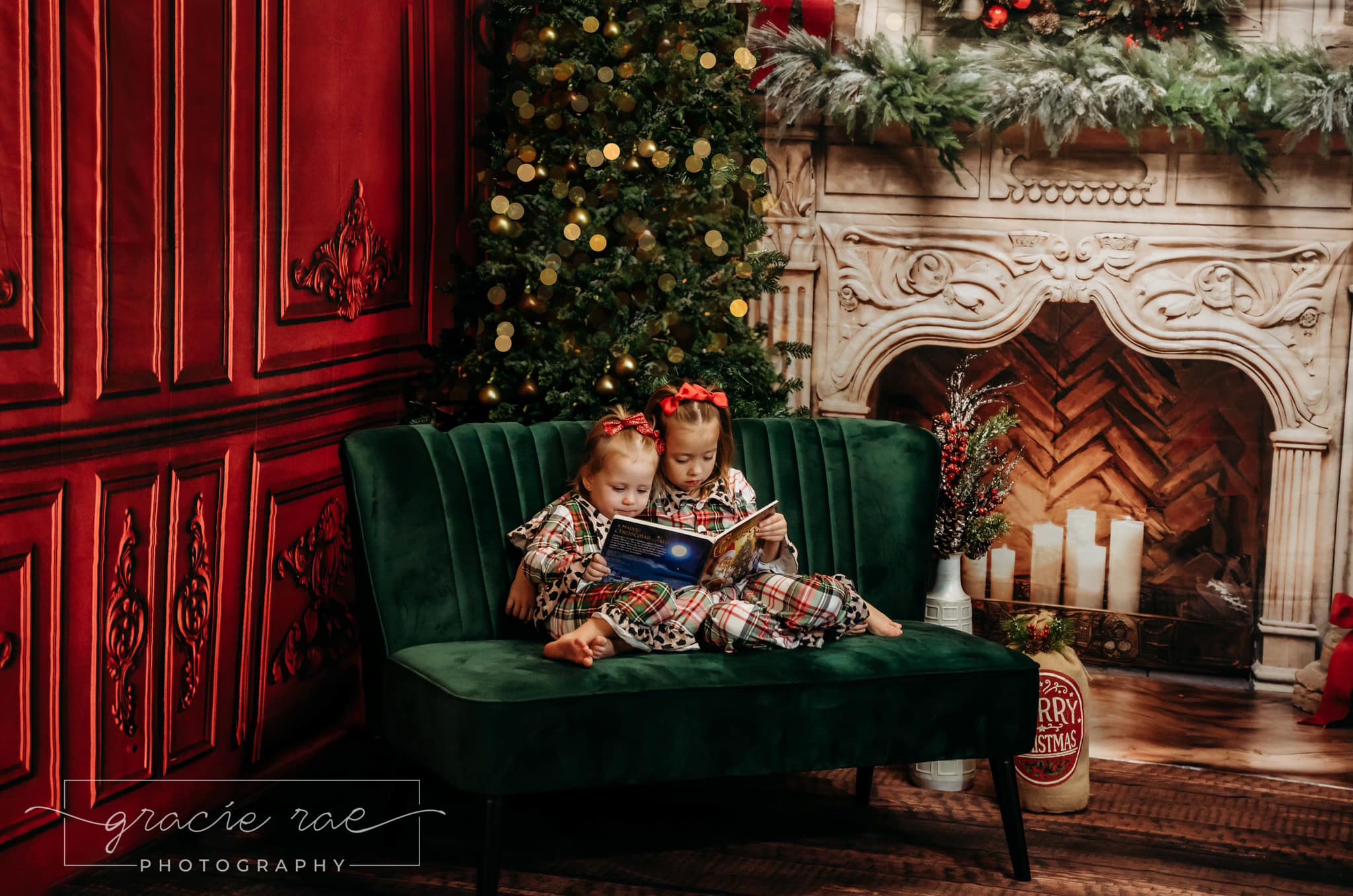 Kate Noël Victorien Mur Rouge Cheminée Ensemble de chambre (8pix8pi&10pix8pi&8pix10pi) - Kate Backdrop FR