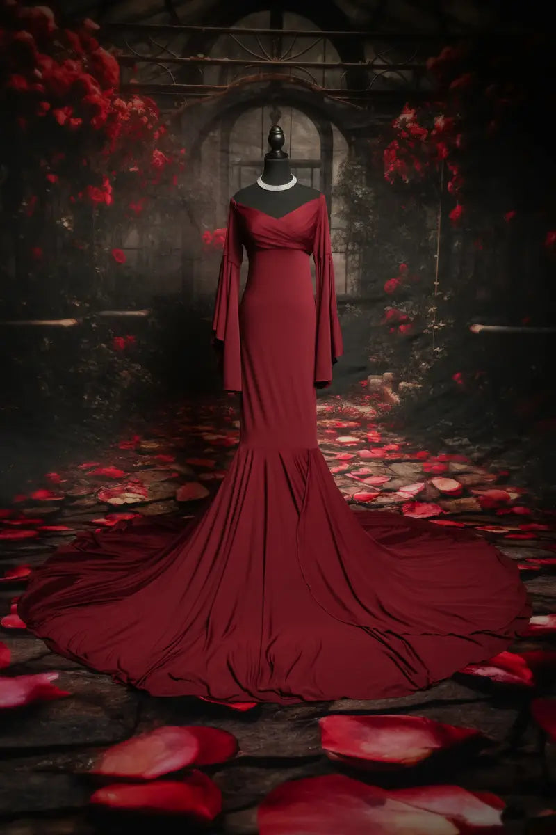 Offres Éclair #2 Kate Satin Manches longues Élégant Maternité Robe pour Séance Photo - Kate Backdrop FR