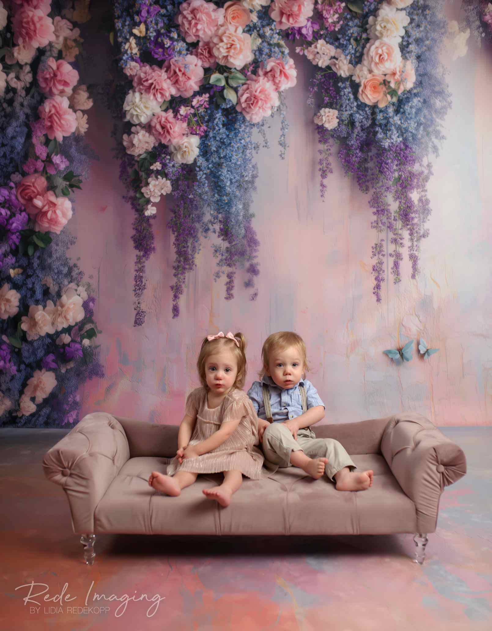 Kate Sweep Mur-à-Sol Glycine Romantique Fleurs Toile de fond conçue par Patty Roberts - Kate Backdrop FR