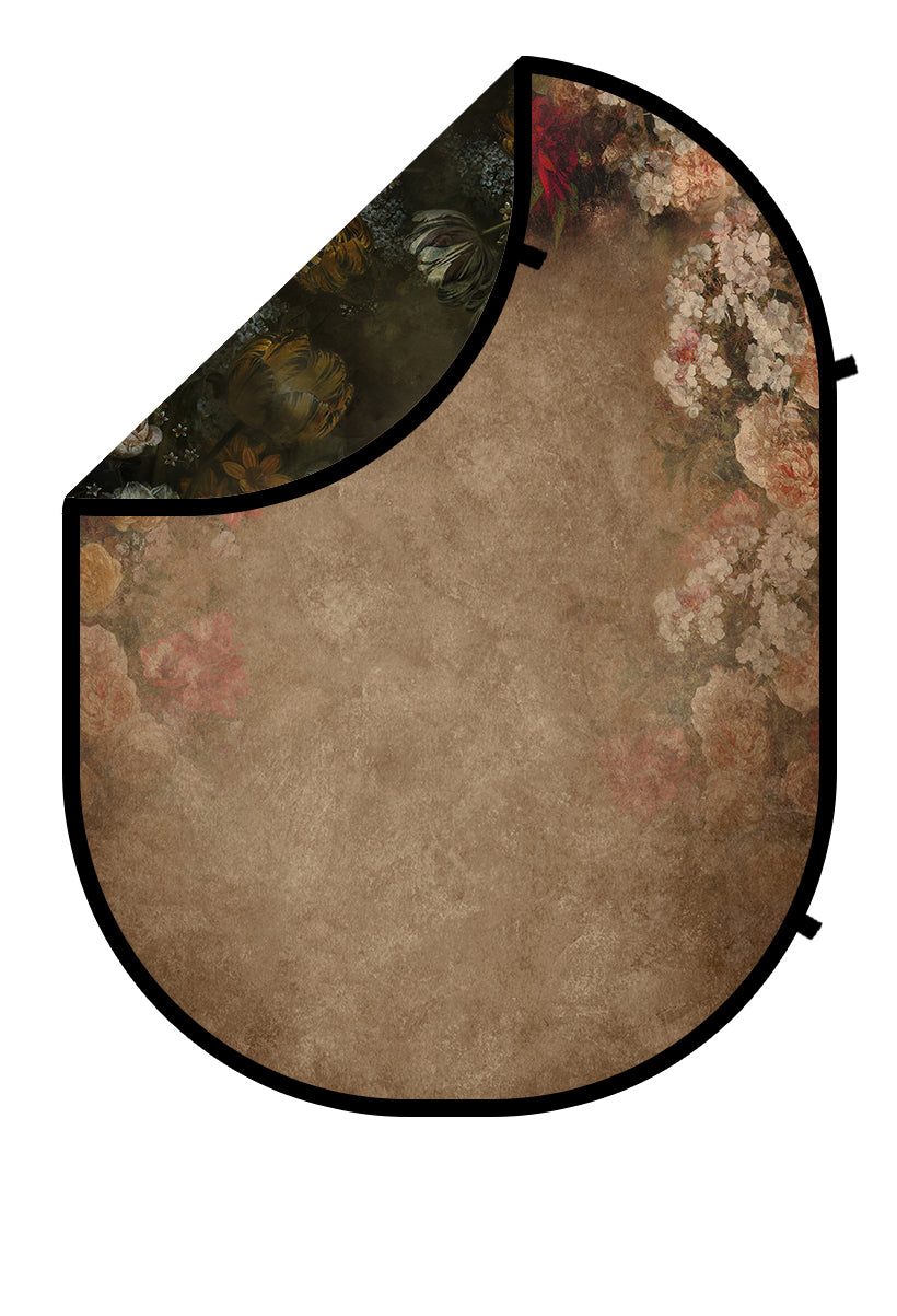 Kate Double-face Fleur Vert Sombre/Brun Toile de fond Pliable 5x6.5pi(1.5x2m) - Kate Backdrop FR