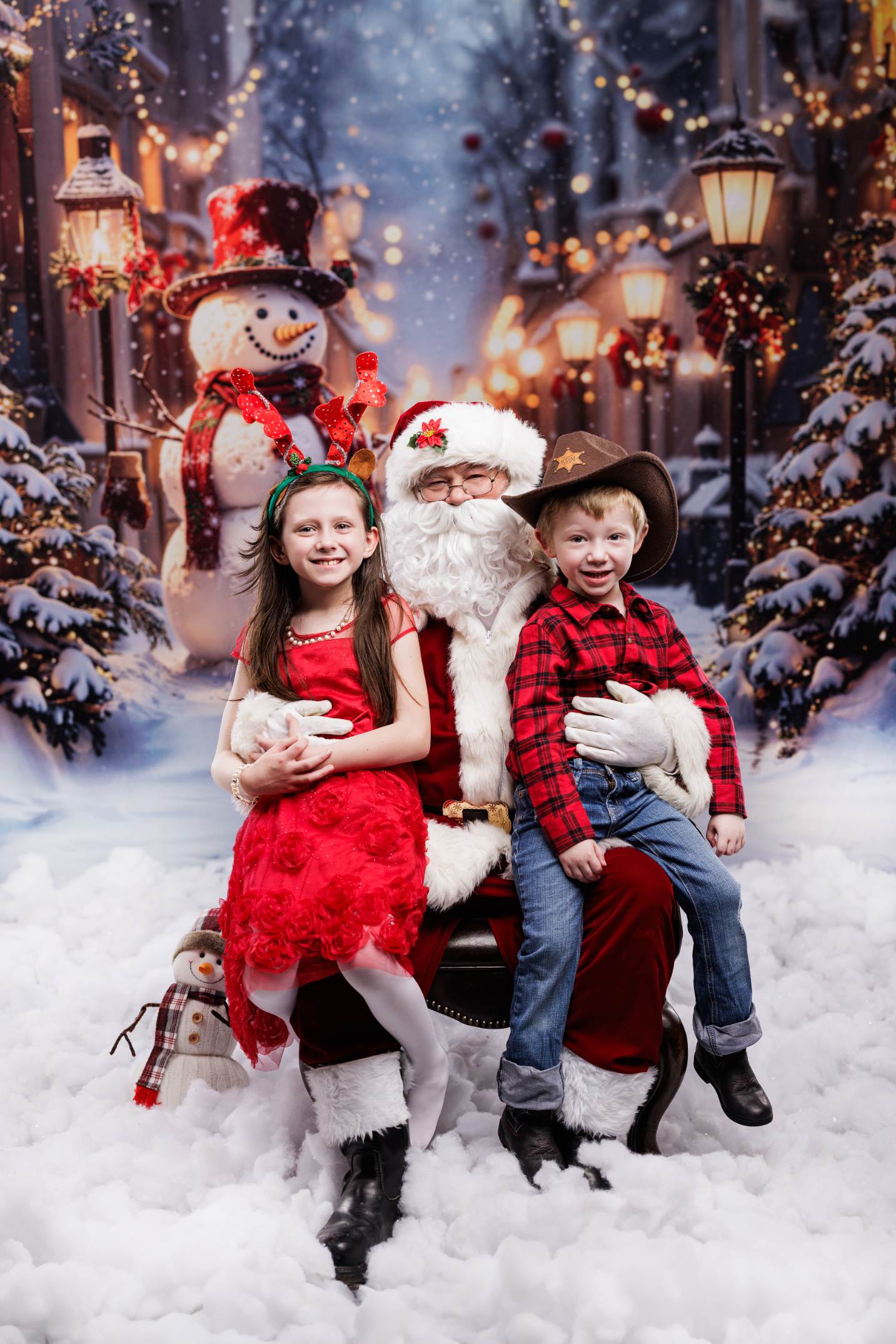 Kate Noël Bonhomme de neige Lumières Rue Toile de fond conçue par Emetselch - Kate Backdrop FR