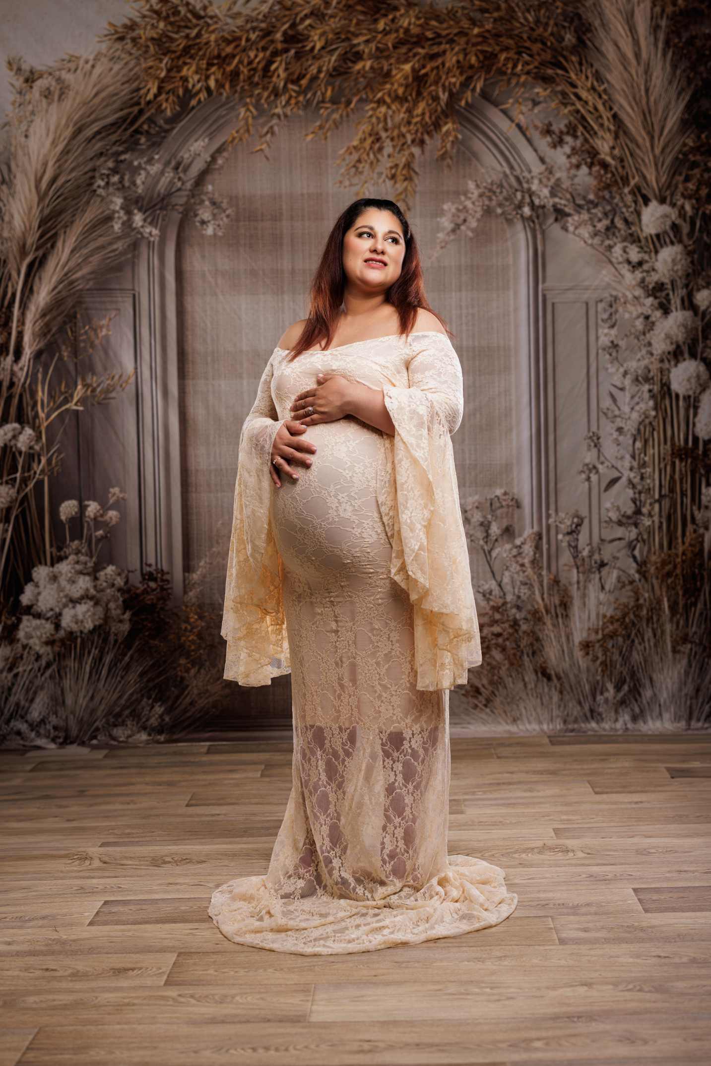 Kate Bohème Florale Arche Beige Classique Toile de fond conçue par Mini MakeBelieve - Kate Backdrop FR