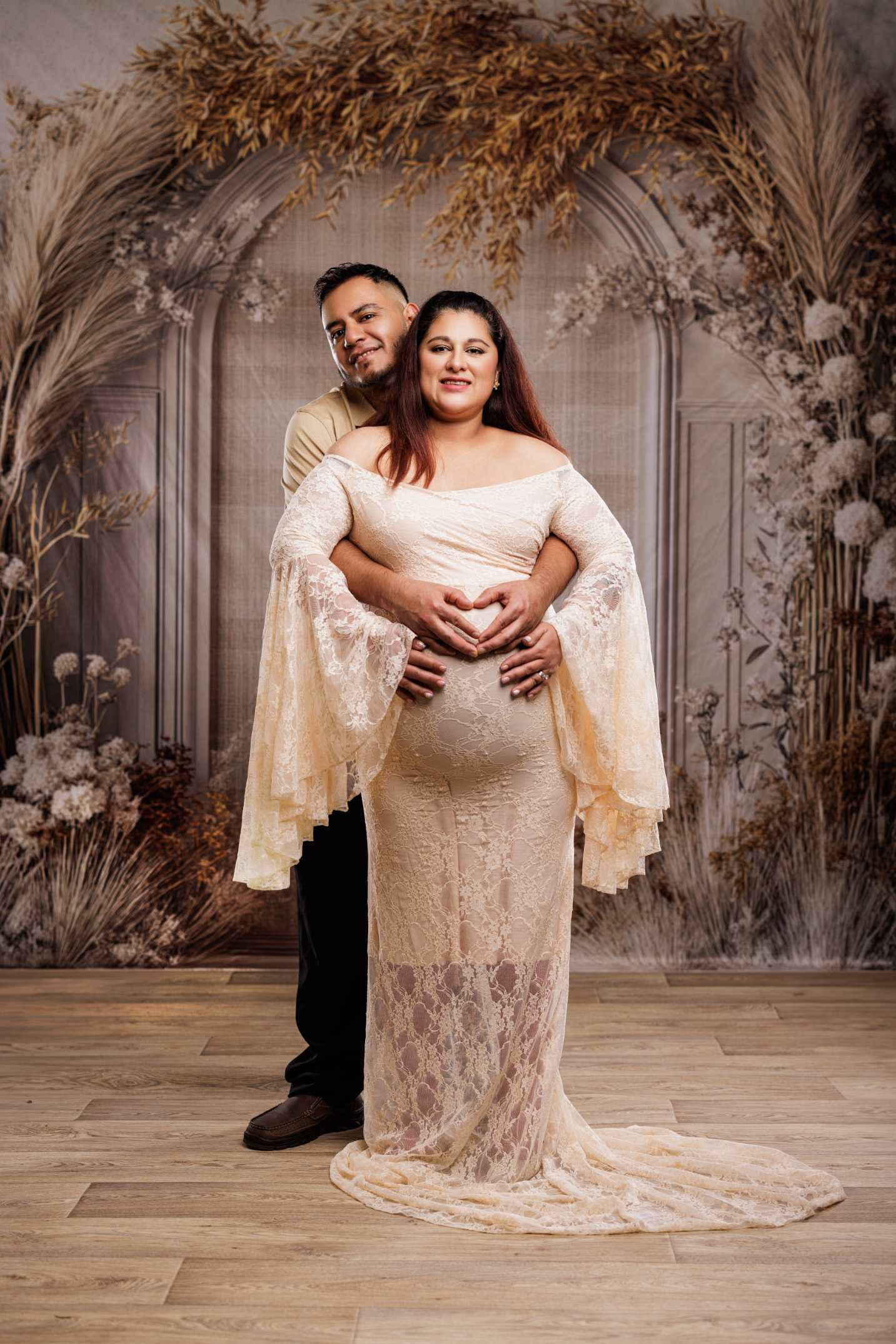 Kate Bohème Florale Arche Beige Classique Toile de fond conçue par Mini MakeBelieve - Kate Backdrop FR