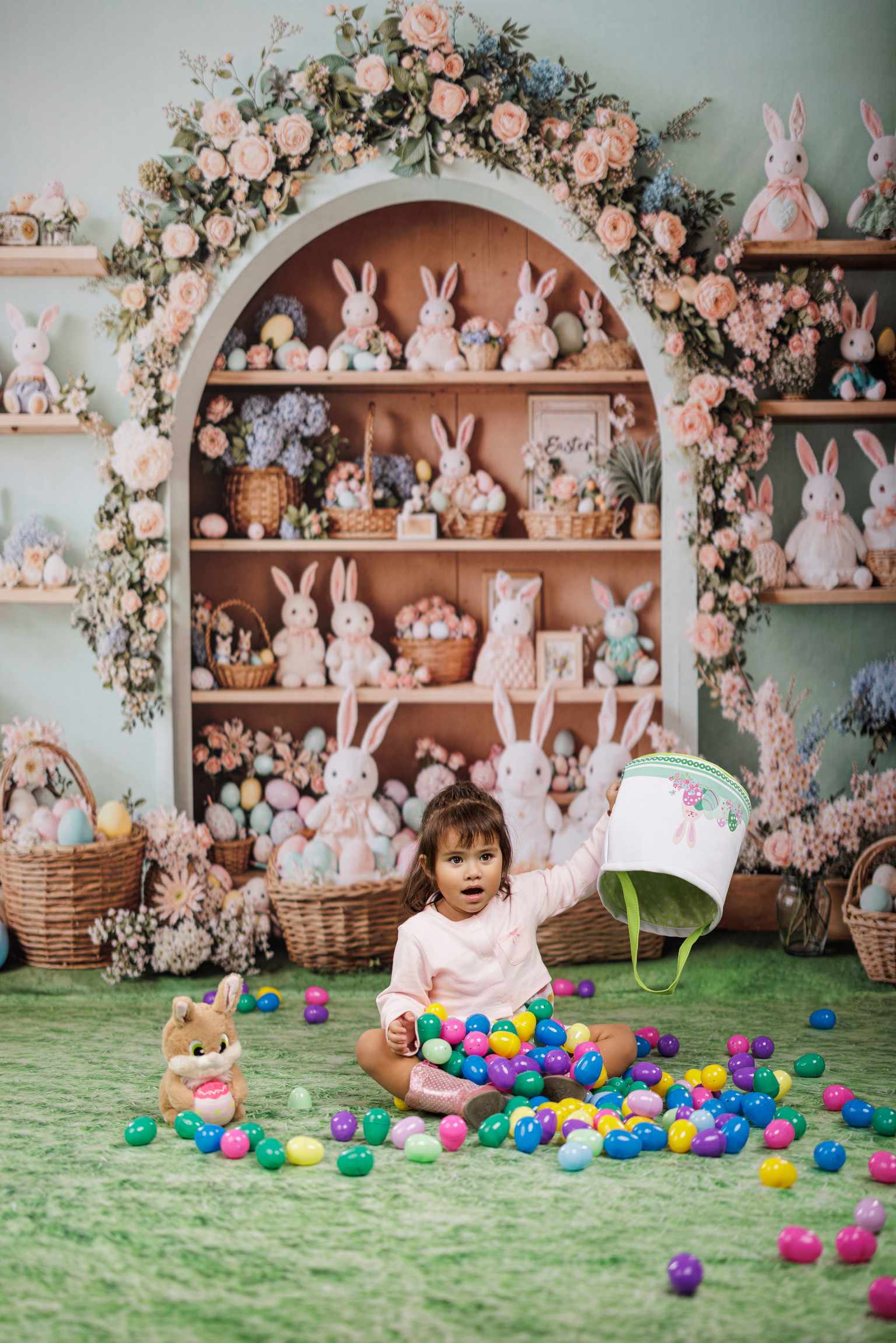 Kate Pâques Lapins Œufs Placard Toile de fond+Herbe Prairie Vert Sol Toile de fond - Kate Backdrop FR