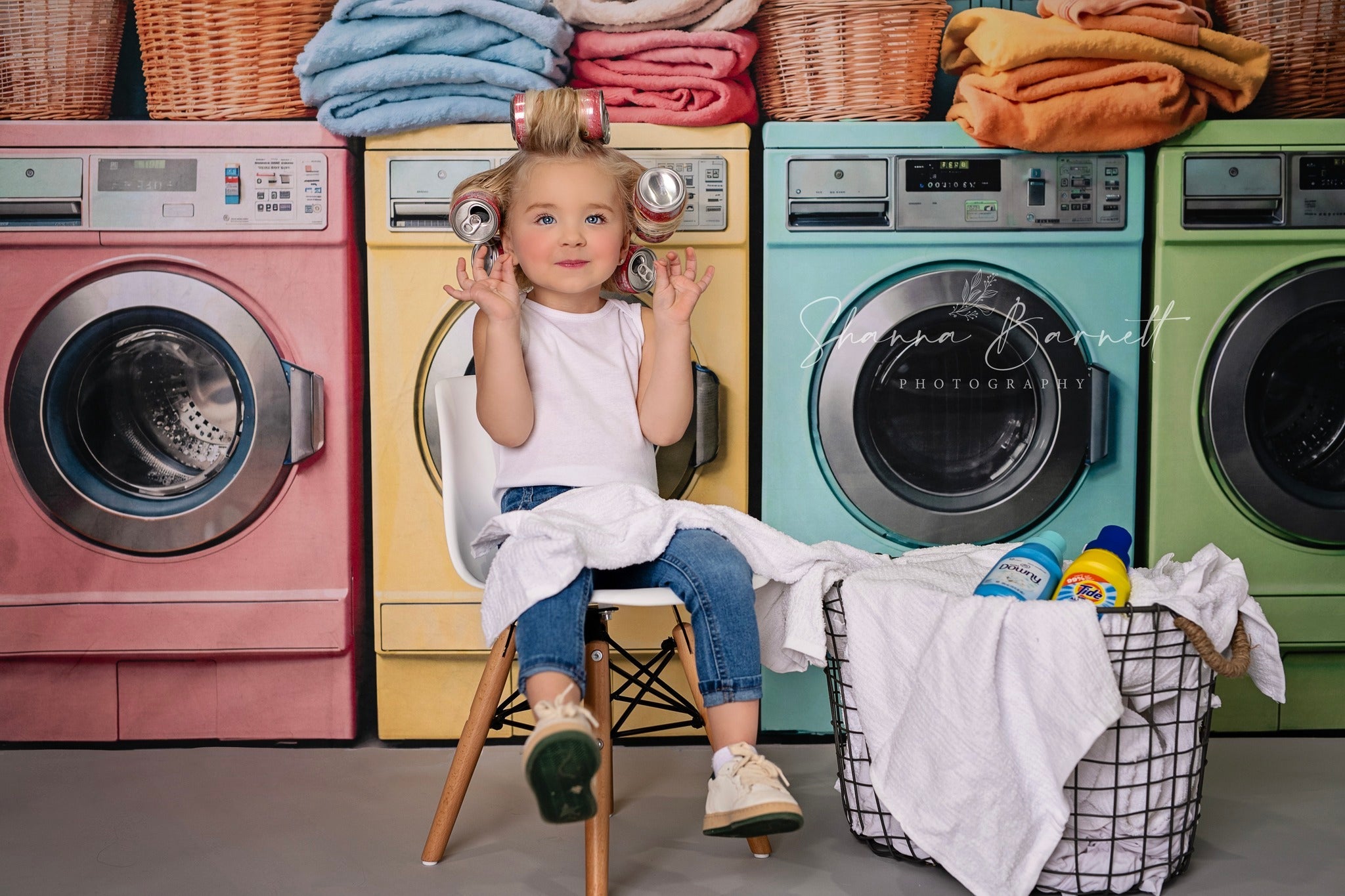 Kate Jour de lessive Coloré Machine à laver Toile de fond en Laine conçue par Chain Photographie