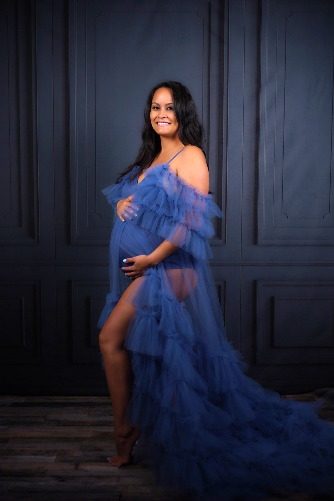 Kate Mur Rétro Gris foncé Toile de fond+Vintage Bois Sombre Tapis de sol en caoutchouc - Kate Backdrop FR