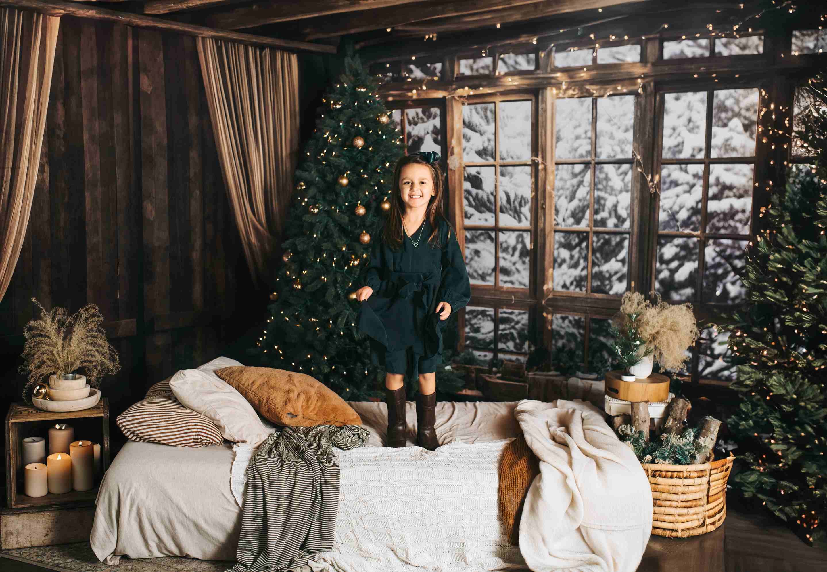 Kate Sapin de Noël Hiver Neige Mur en bois Ensemble de chambre (8pix8pi&10pix8pi&8pix10pi) - Kate Backdrop FR