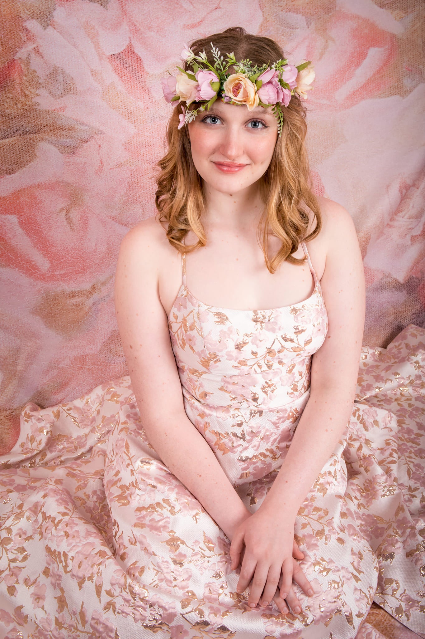 Kate Saint Valentin Texture Fleurs Rose Portrait Toile de fond conçue par GQ - Kate Backdrop FR