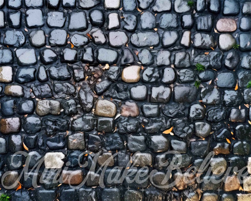 Kate Noir Pluie Pavé Tapis de sol en Caoutchouc conçue par Mini MakeBelieve - Kate Backdrop FR