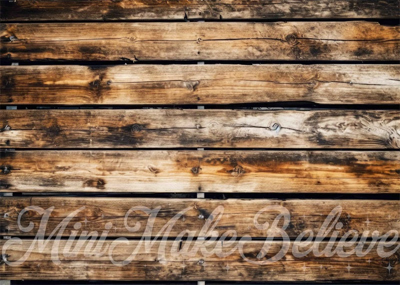 Kate Vieilli Plancher Bois Brun Tapis de sol en Caoutchouc conçue par Mini MakeBelieve - Kate Backdrop FR