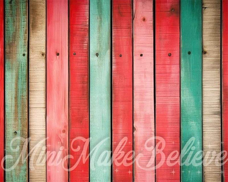 Kate Plancher Noël Rouge Vert Tapis de sol en Caoutchouc conçue par Mini MakeBelieve - Kate Backdrop FR