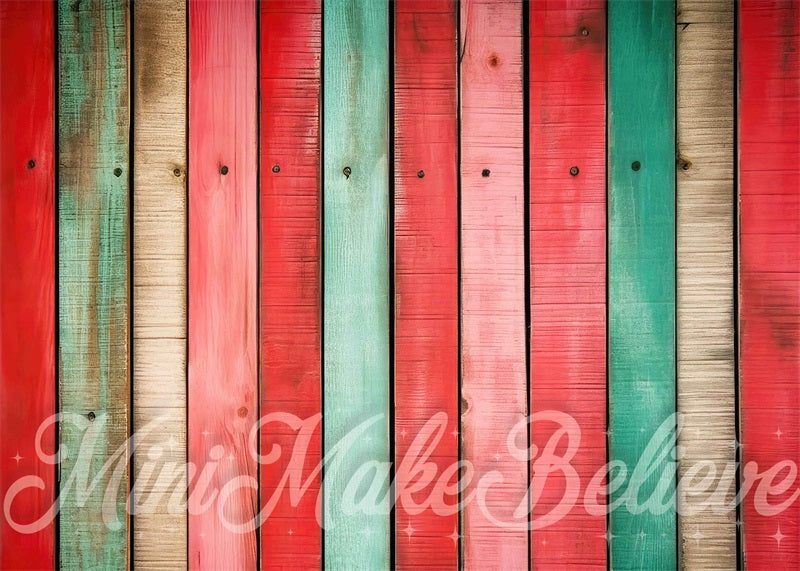 Kate Plancher Noël Rouge Vert Tapis de sol en Caoutchouc conçue par Mini MakeBelieve - Kate Backdrop FR