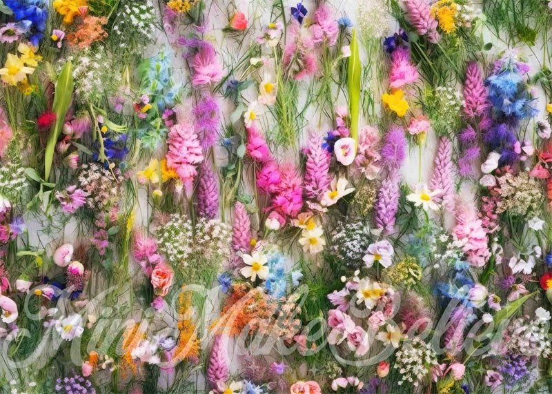 Kate Été coloré Fleurs Herbe Tapis de sol en Caoutchouc conçue par Mini MakeBelieve - Kate Backdrop FR