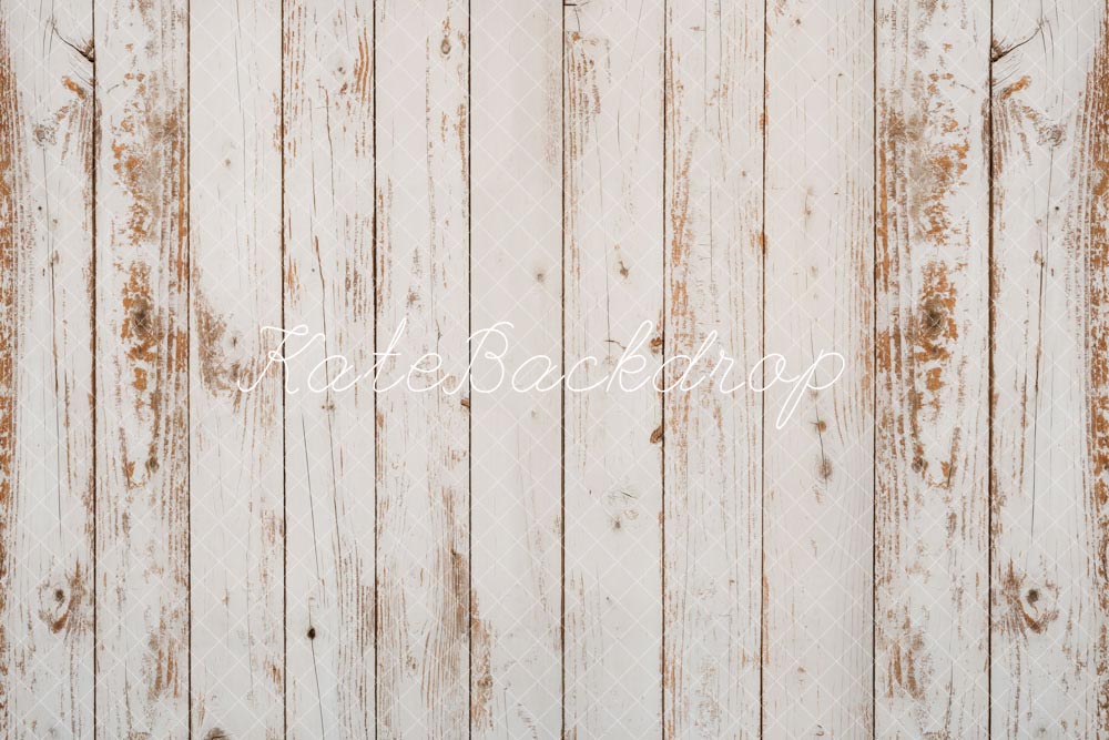 Kate Tapis de sol en caoutchouc Bande verticale Blanc Vieux Grain de bois