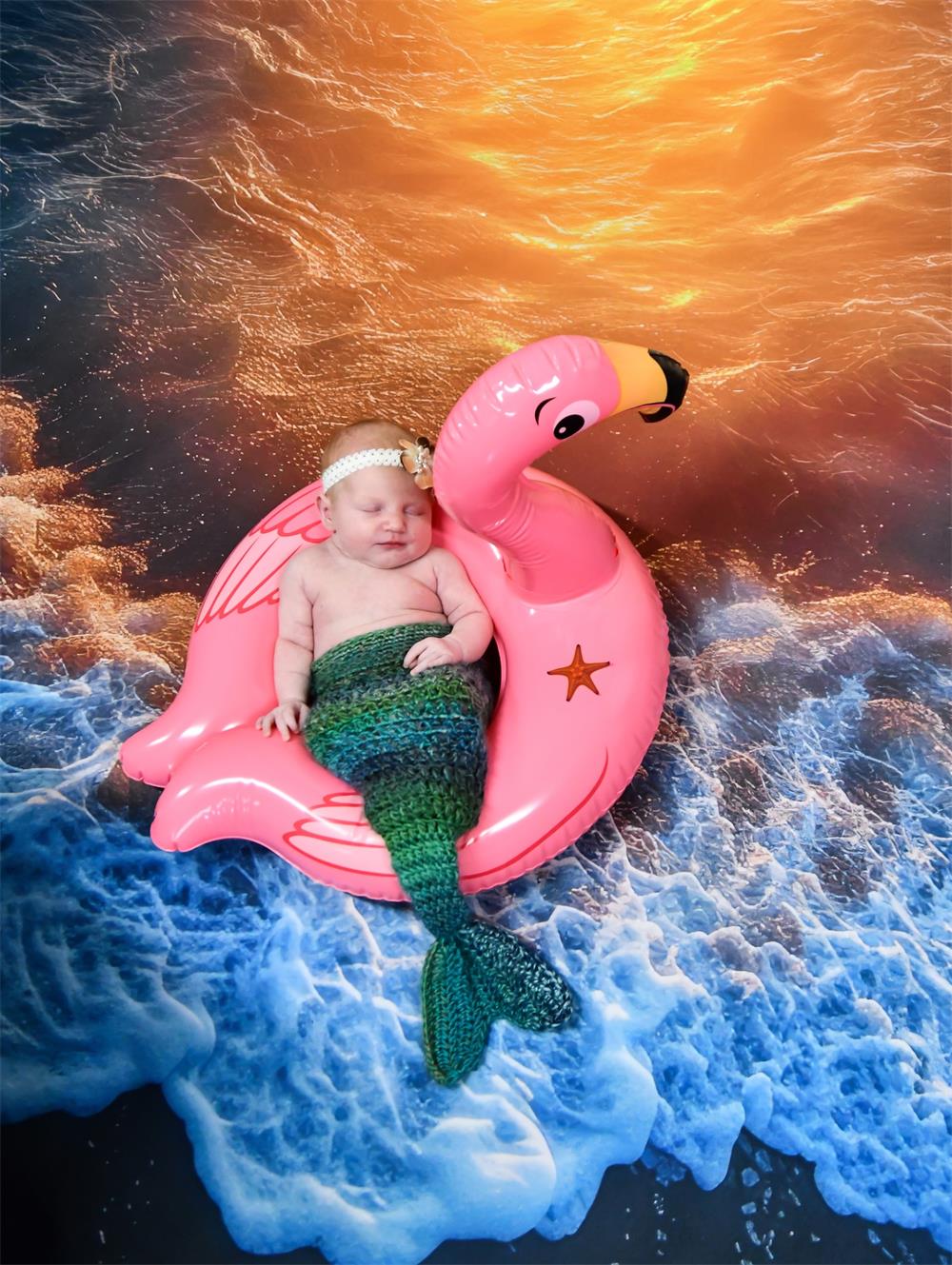 Kate Océan Plage Vague Coucher de soleil Tapis de sol en Caoutchouc conçue par Mini MakeBelieve - Kate Backdrop FR