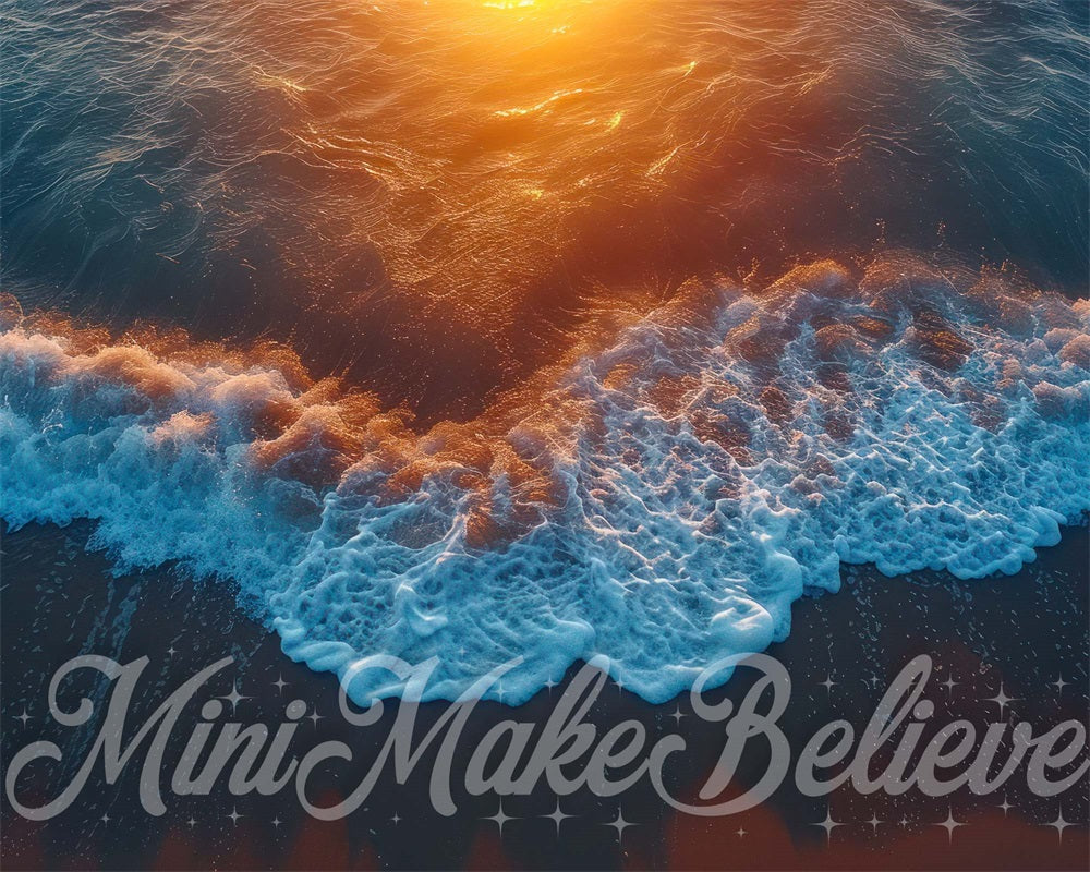 Kate Océan Plage Vague Coucher de soleil Tapis de sol en Caoutchouc conçue par Mini MakeBelieve - Kate Backdrop FR