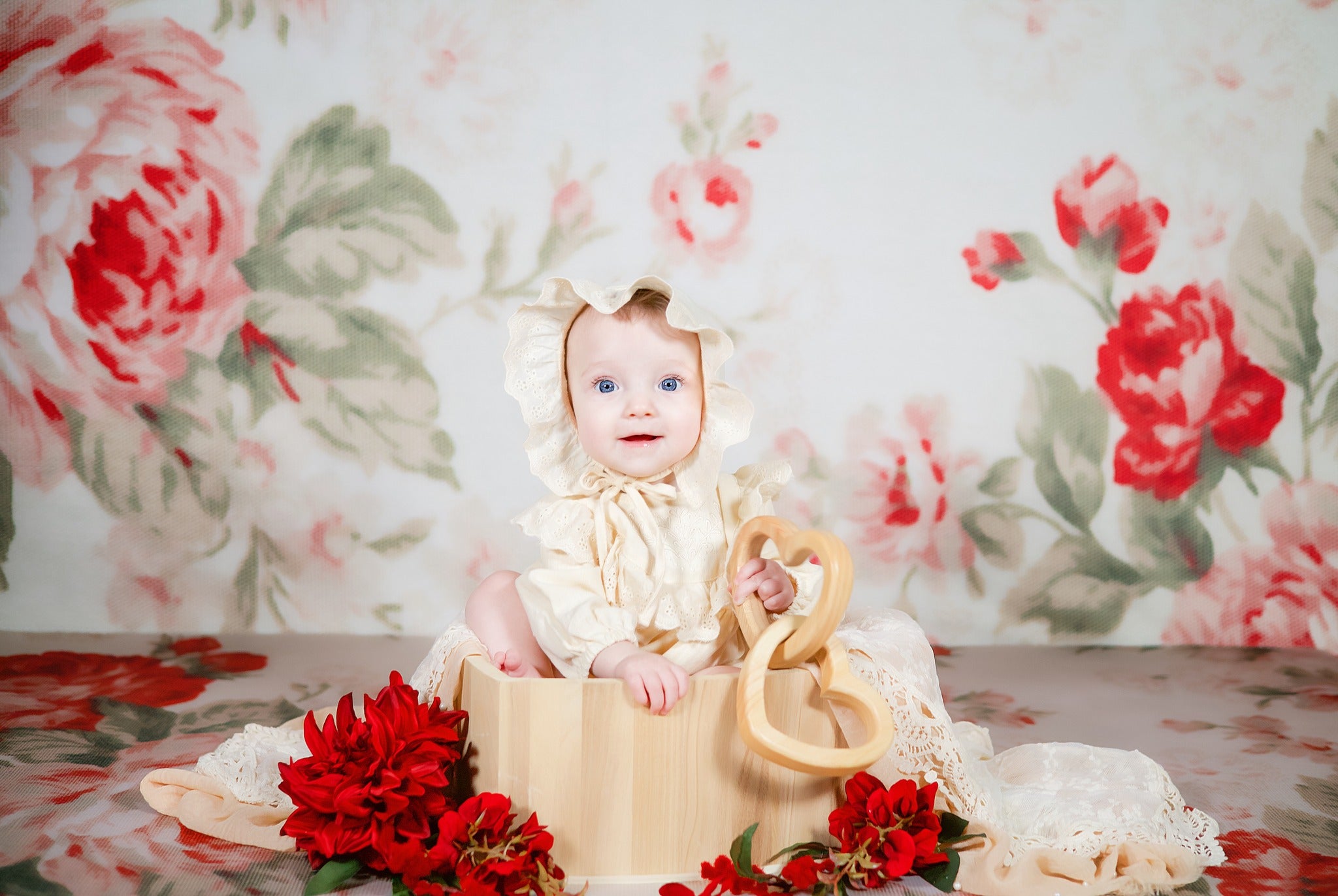 Kate Motif floral Toile de fond+Motif floral Tapis de sol en caoutchouc - Kate Backdrop FR