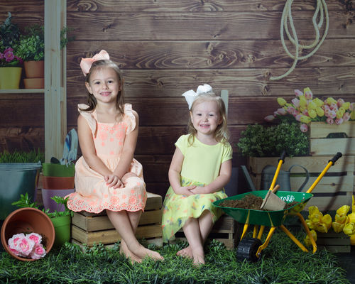 Kate Printemps Pâques Bois Brun Jardinier Toile de fond pour la photographie - Kate Backdrop FR