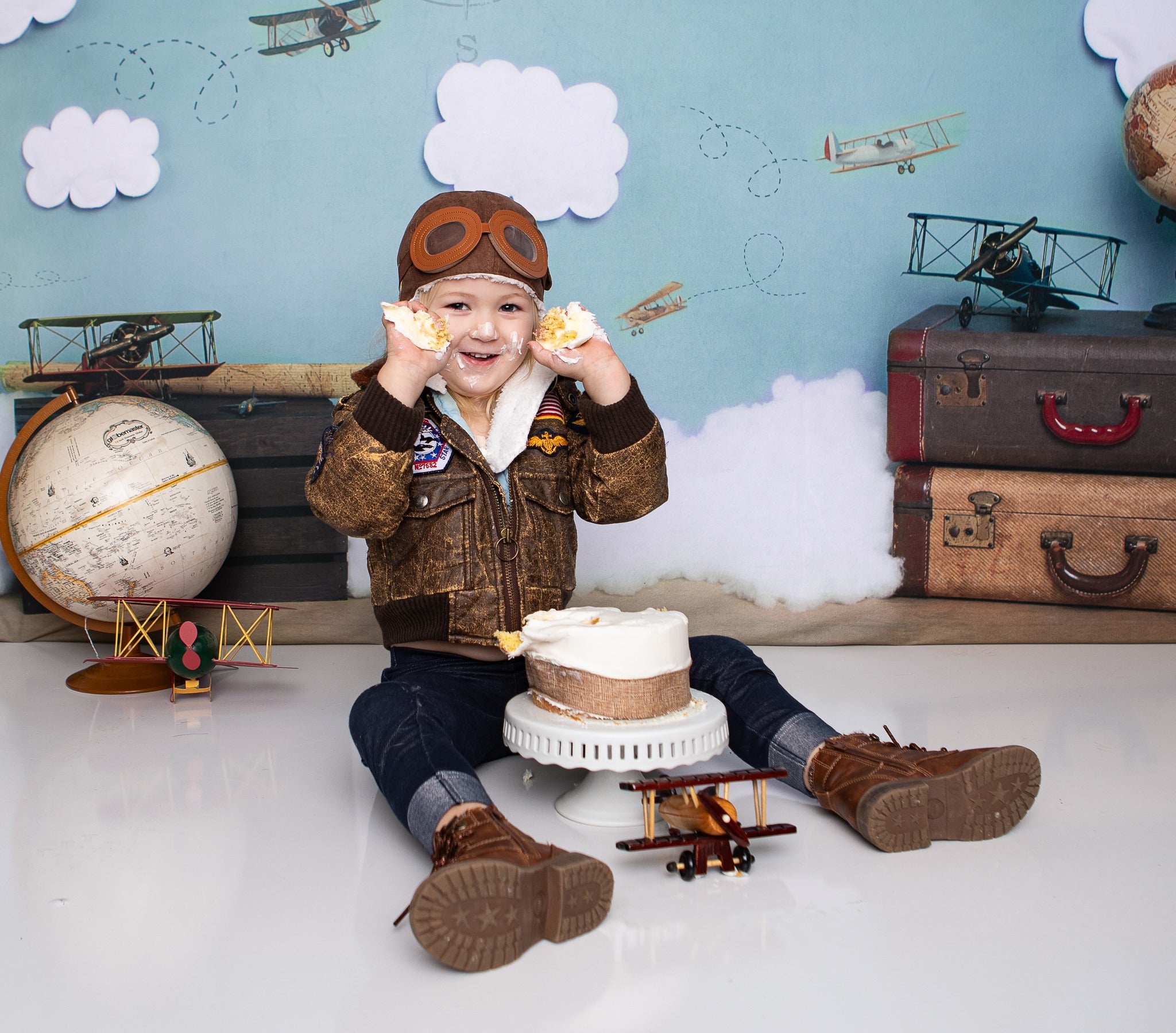 Kate Venez voler avec moi Nuage Retour à l'école Toile de fond conçue par Erin Larkins - Kate Backdrop FR