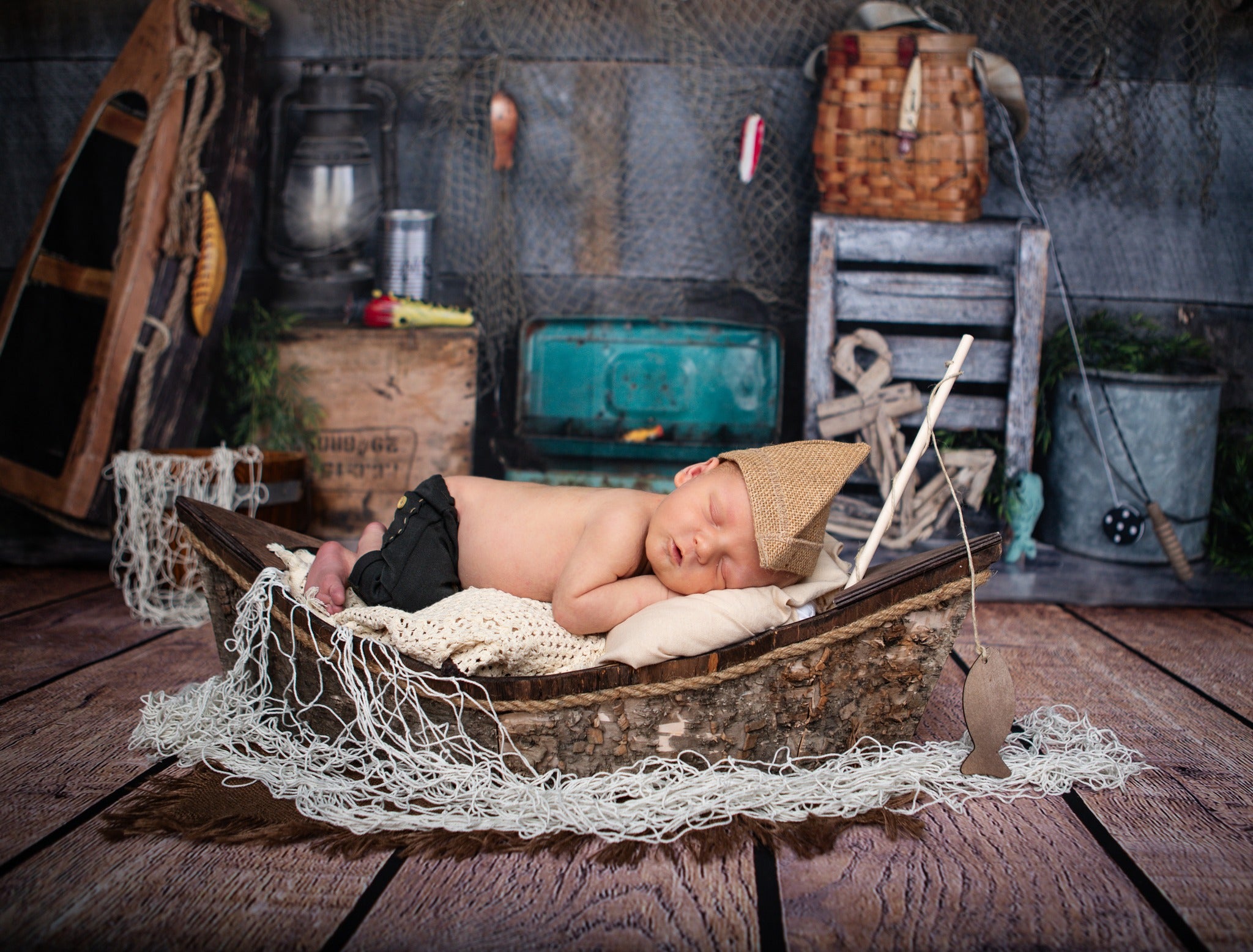 Kate Été Filet de pêche Enfants Toile de fond conçue par Arica Kirby - Kate Backdrop FR