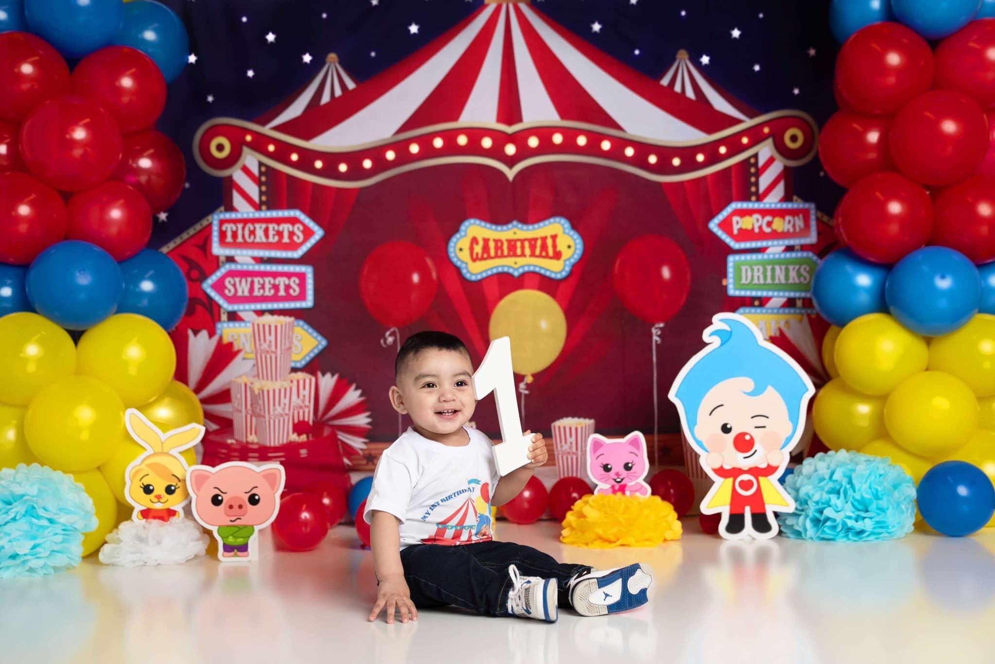 Kate Cake Smash Cirque Carnival Enfant Toile de fond conçue par Sherie Skelly - Kate Backdrop FR