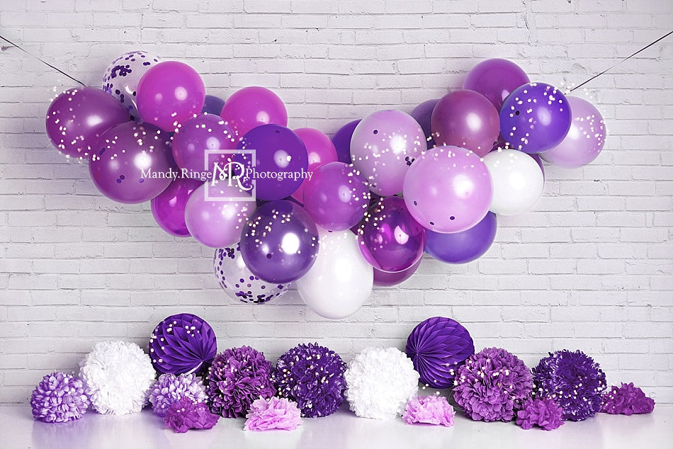 Kate Guirlande de ballons Anniversaire Violet Toile de fond conçue par Mandy Ringe - Kate Backdrop FR