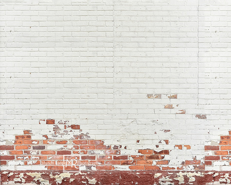 Kate Miteux Mur de briques Blanc & Rouge Toile de fond conçue par Mandy Ringe - Kate Backdrop FR