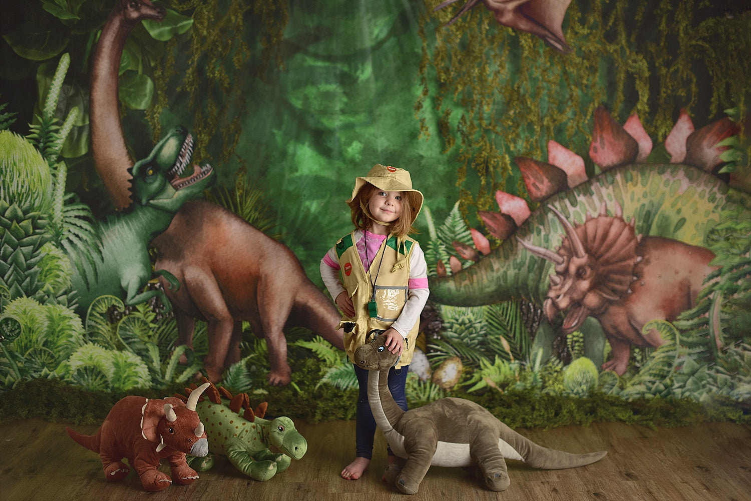 Kate Été Jungle Aventure Dinosaures Toile de fond conçue par Mandy Ringe - Kate Backdrop FR