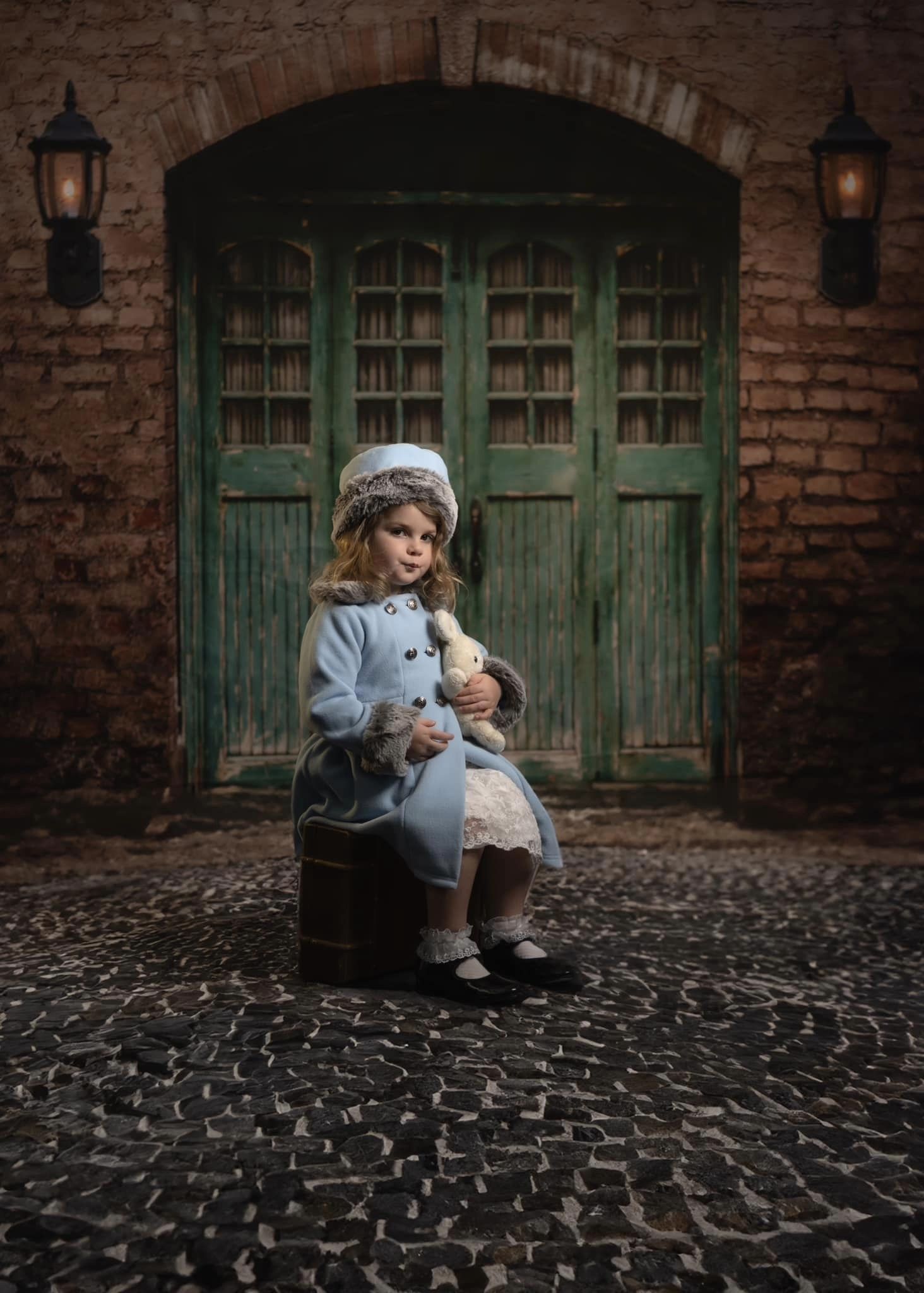 Kate Porte bleue Mur de briques Toile de fond pour la photographie - Kate Backdrop FR